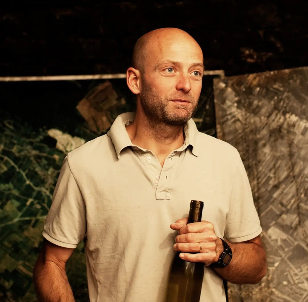 Vincent Dancer in the cellar in Chassagne Montrachet