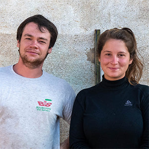 Hugo and Talloulah Mathurin at their cellar in Maranges.