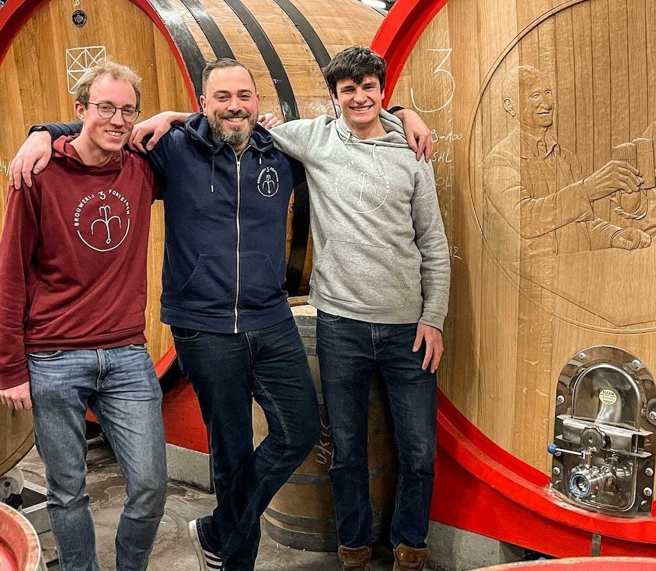 Lukas Van den Abeele, Werner van Obberghen, and Michael Blancquaert of Brouwerij 3 Fonteinen