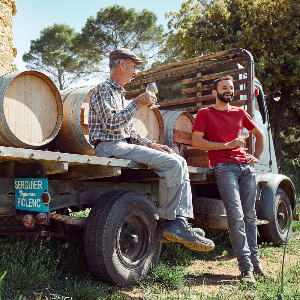 Owner and winemaker Jean-Pierre Serguier with his son, Florian