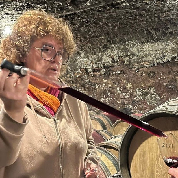 Élodie Michelot providing a barrel sample