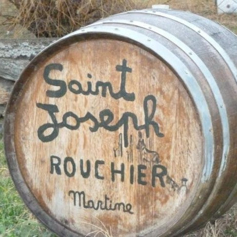 Wine barrel outside of Domaine Rouchier