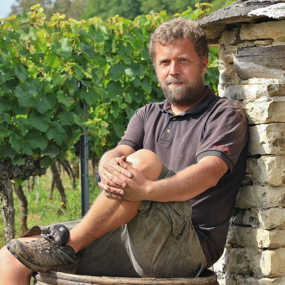 Julien Cruchandeau in the vineyard