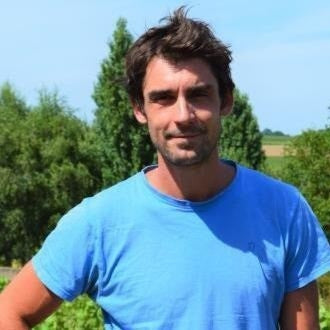 Thomas Batardiere in the vineyard